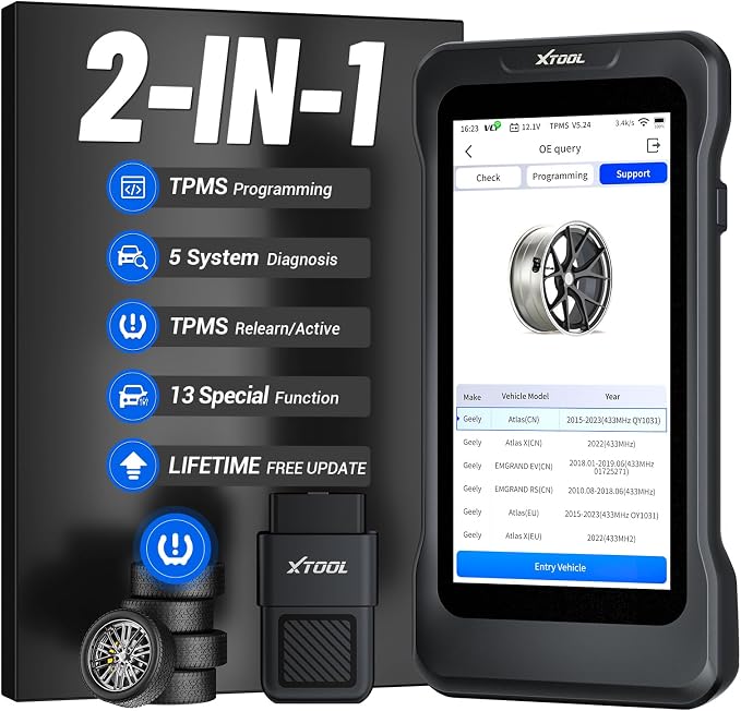 XTOOL TP380 TPMS Programming Tool & OBD2 Scanner: 2026 2-in-1 Car Diagnostic Tool, TPMS Relearn/Reset, 5 System Diagnosis, 13+ Service Functions(Oil/BMS/ABS), Lifetime Free Updates, No Subscription