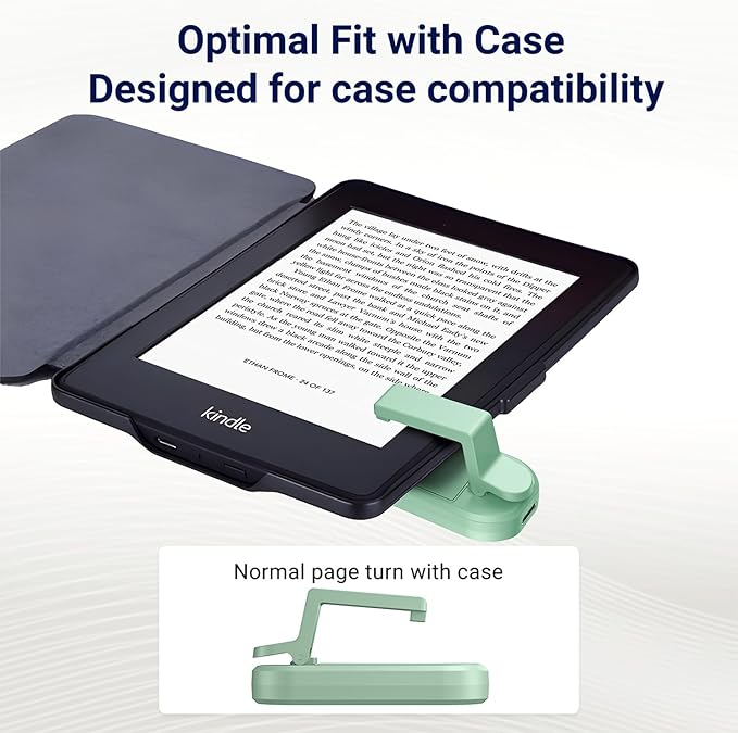 DATAFY [Case-Friendly] Page Turner for Kindle Paperwhite Oasis Kobo eReaders, Camera Camcorder Remote Controls, Page Turner Clicker for ipad Tablets Reading Novels with Wrist Strap Storage Bag Green