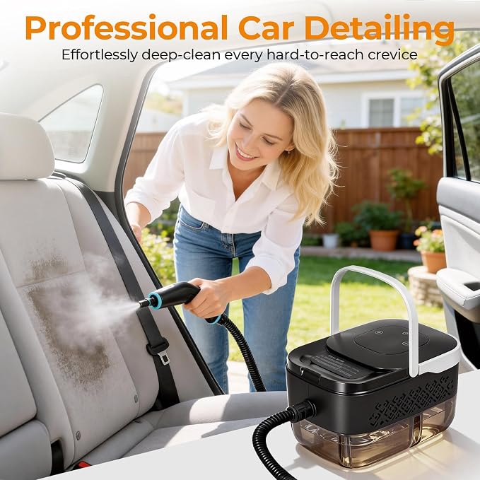 BEAMNOVA Handheld Steam Cleaner, Car Steamer for Auto Detailing, High-Pressure Multi-Purpose Steam Cleaning Machine, 42 oz, for Car Interior, Kitchen, Bathroom, Grout & Tile, Floors, White