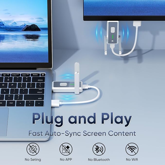Wireless HDMI Transmitter and Receiver, Wireless HDMI Extender, Plug & Play | 4K Decode 1080P Output| Stream from PC/Laptop/Projector to Monitor/TV| 500FT Long Range| for Business/Conference/Home Theater