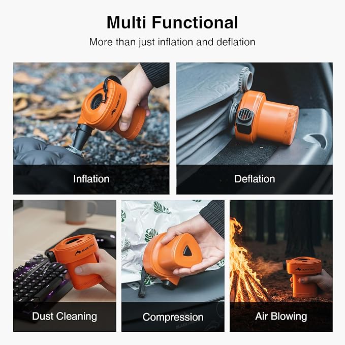 Portable Air Pump for Inflatables, 6 kPa Electric Air Pump with 4000 mAh Battery USB Rechargeable, Quick Inflate Deflate for Air Mattress, Pool Floats, Vacuum Storage Bags