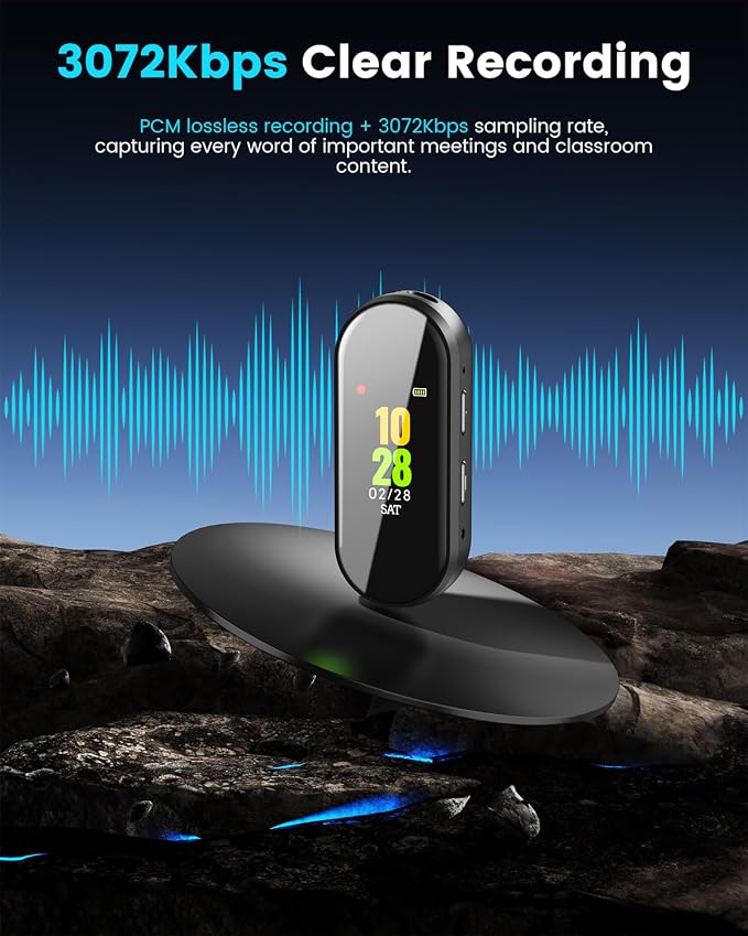 4-in-1 Digital Voice Recorder, 32GB New Upgraded Noise Reduction Hi-Fi Pure Sound Quality, 3072Kbps Audio Activated Voice Recorder for Your Lectures, Meetings, and Classes