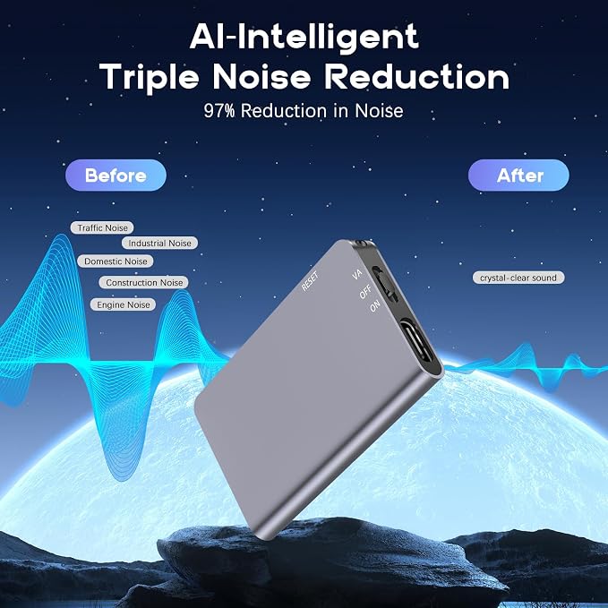 128GB(1520Hour) Magnetic Digital Voice Recorder - Voice Activated Recorder with AI-Intelligent Triple Noise Reduction - Audio Recorder Device for Lectures Meetings Interviews