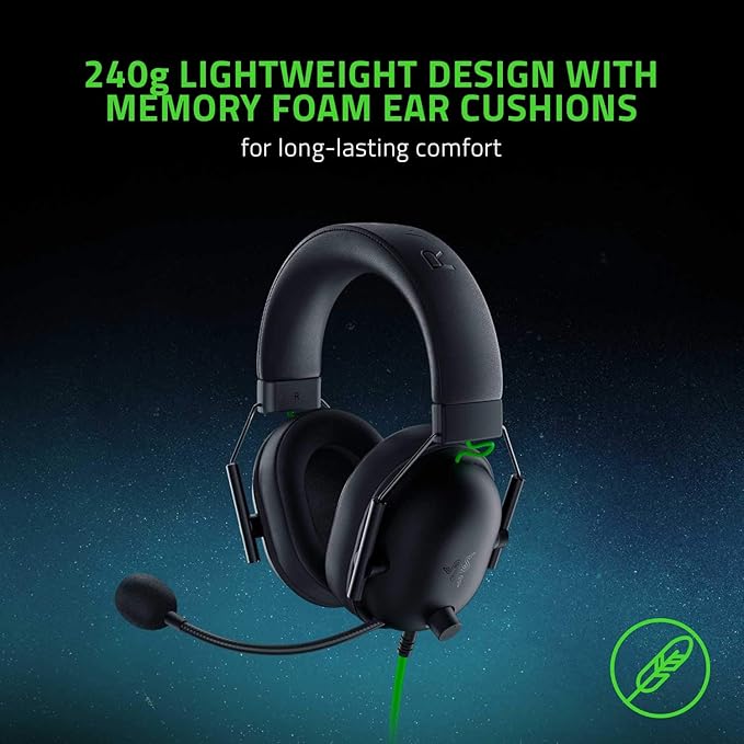Razer BlackShark V2 X Gaming Headset: 7.1 Surround Sound - 50mm Drivers - Memory Foam Cushion - for PC, PS4, PS5, Switch - 3.5mm Audio Jack - Black (Pack of 8)