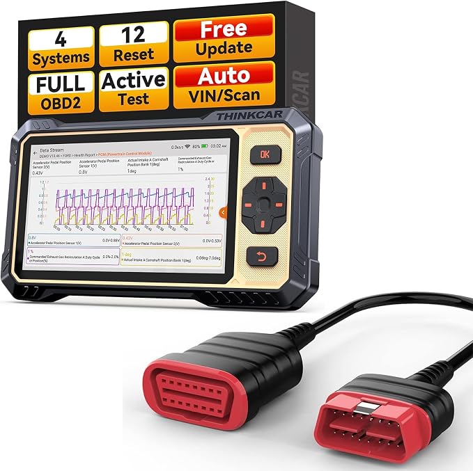 THINKCAR Scanner THINKSCAN 662 OBD2 Scanner + Universal 16 Pin Male to Female OBD2 Extension Cable