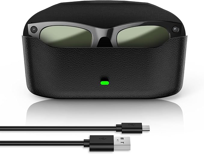 Magnetic Charging Glasses Case Compatible with Ray-Ban Meta Smart Glasses (Gen 1/2), 3000mAh Portable Power Bank Charger for RayBan Meta Wayfarer/Skyler/Headliner, Oakley HSTN, Blayzer/Scriber Optics