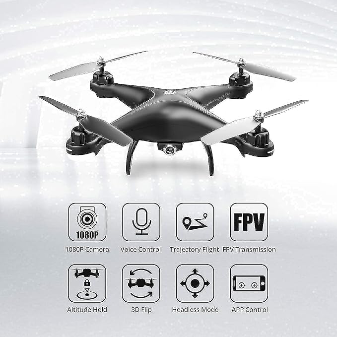 Holy Stone HS110D FPV RC Drone with 1080P HD Camera Live Video 120°Wide-Angle WiFi Quadcopter with Gesture Control, Altitude Hold, Headless Mode, 3D Flip RTF 2 Batteries and Accessories Kits