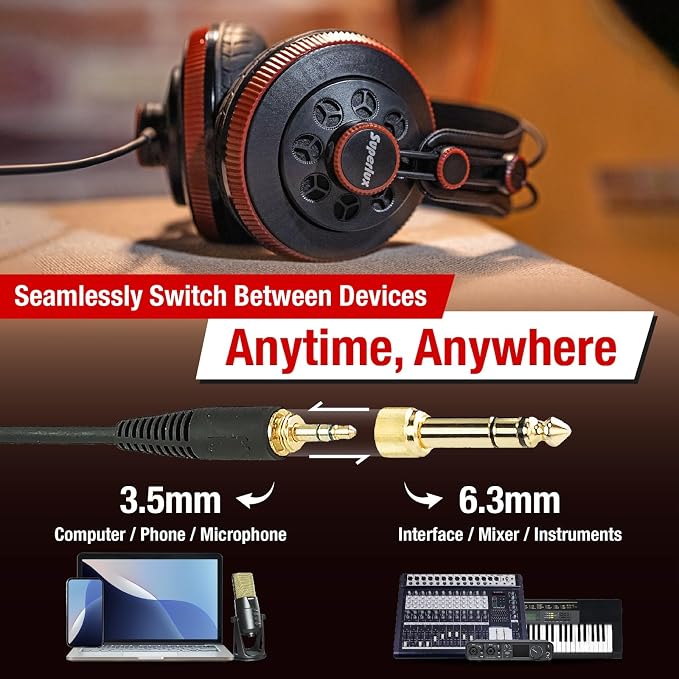 Superlux HD681 Air Professional Monitoring Semi-Open Back Headphones with AIR Cushion Earpads, Wired Over-Ear with High-Resolution Sound, 3.5 & 6.3mm Adapters for Casual Listening Recording DJ Gaming