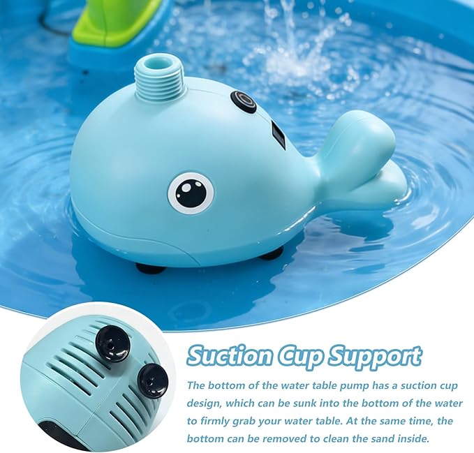 Water Table Pump(Huge Water Output), 3 Spray Modes, 4 Hours Non-Stop Fun IPX7 Waterproof, Outdoor Water Toys Outside Water Play Table Accessories for Kids Toddlers, Blue