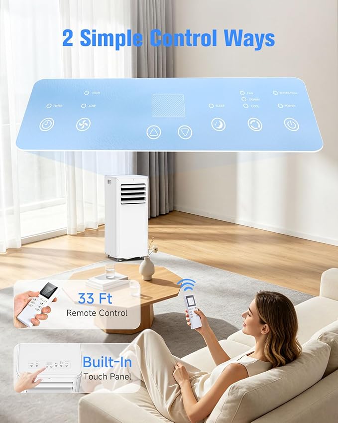 12000 BTU Portable Air Conditioner, 3-in-1 AC Unit with Dehumidifier & Fan Mode, Quiet Operation for Bedroom, Cools up to 550 sq.ft, 24-Hour Timer, Remote & Window Installation Kit Included