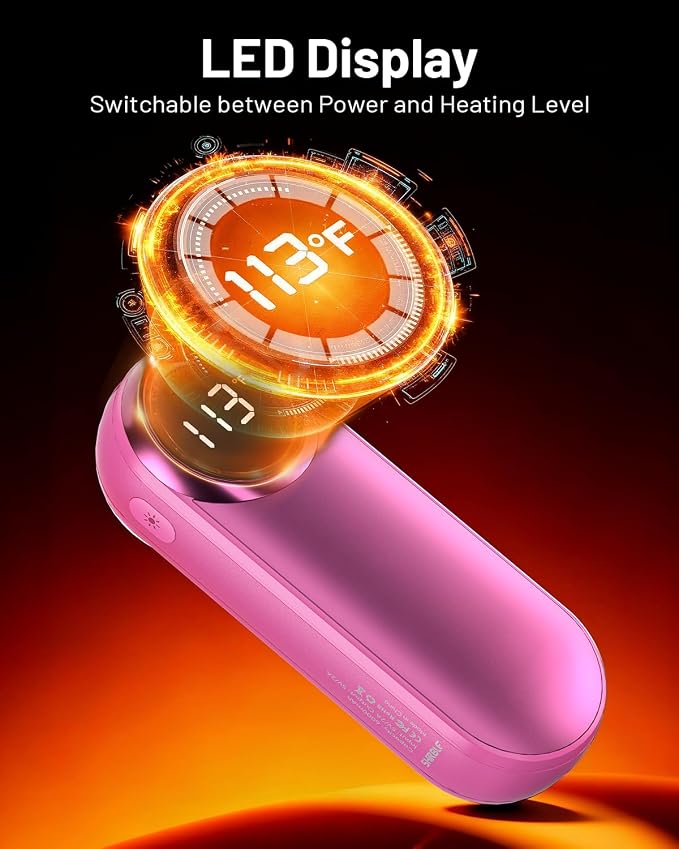 Rechargeable Hand Warmers 2 Pack - Magnetic AI Electric Hot Hands with LED Light, 3 Heat Settings Double Sided, 15H Battery Life, Portable Electric Heater for Outdoor，Hunting Camping ， Christmas Gifts