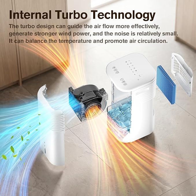 3-IN-1 Portable AC Unit with Remote, 24" Windowless Portable Air Conditioner, 15H Timer & 120°Oscillation, 2-Gal Tank, 3 Modes & 3 Speeds, Ultra-Quiet Ventless Swamp Cooler for Home Office, White