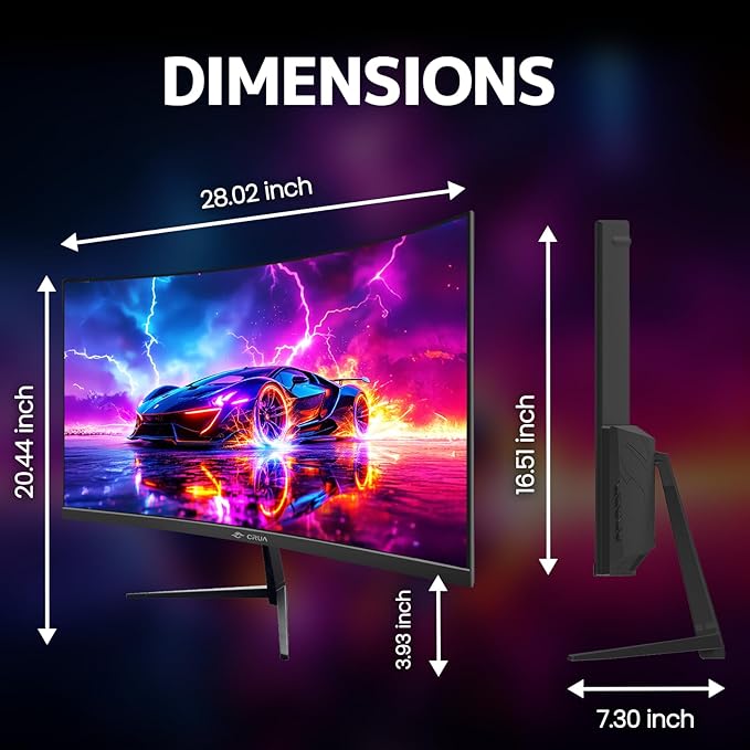 CRUA 32" Curved Gaming Monitor, 2K QHD 2560x1440, 144Hz/165Hz VA Display, 1800R Screen, 120% sRGB, AMD FreeSync, Low Blue Light, HDMI& DP, Wall Mountable PC Monitor for Gaming, Streaming & Work- Black