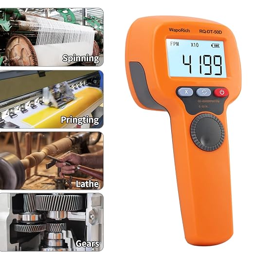Digital Handheld Stroboscope, Digital Stroboscope 60-49999 FPM Non Contact Strobe Tachometer High Accuracy 0.001% Rechargeable LED Flash Strobe Tachometer for HVAC Motor Printing Spinning-DT50D