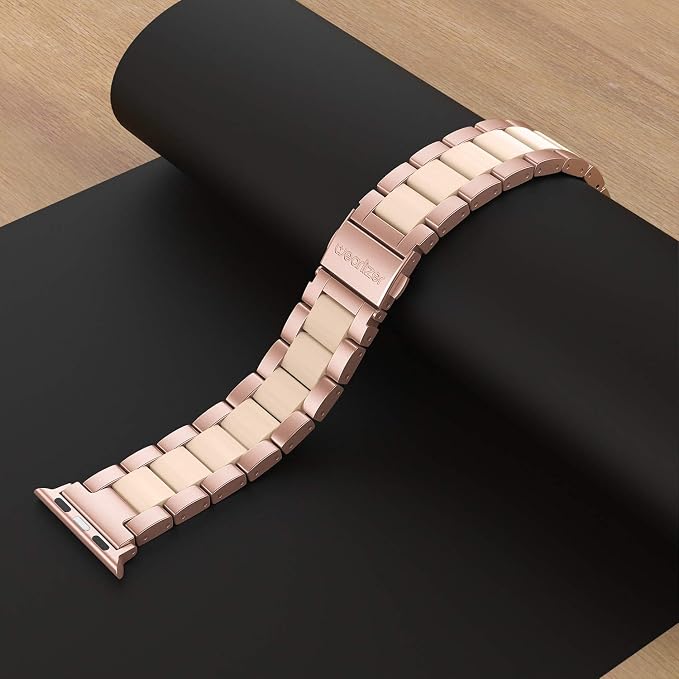 Wearlizer Compatible with Apple Watch Bands 38/40/41/42mm Womens Wristband for iWatch SE Strap Stainless Steel Gold Resin Stylish Metal Replacement for iWatch Series 11 10 9 8 7 6 5 4 3 SE/Ultra 3 2 1