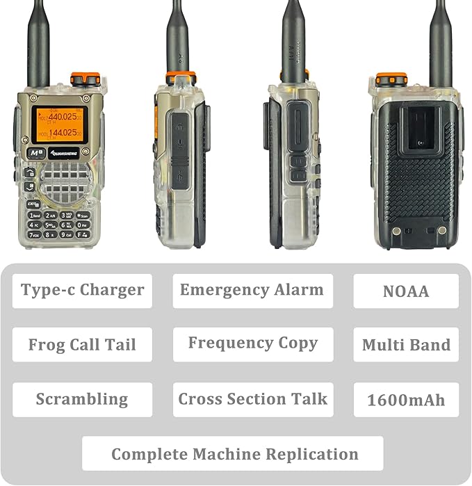 QUANSHENG 2 Pack UV-K5(8) Two Way Radio NOAA Weather Forecast AM FM Radio USB-C Charging Crystal