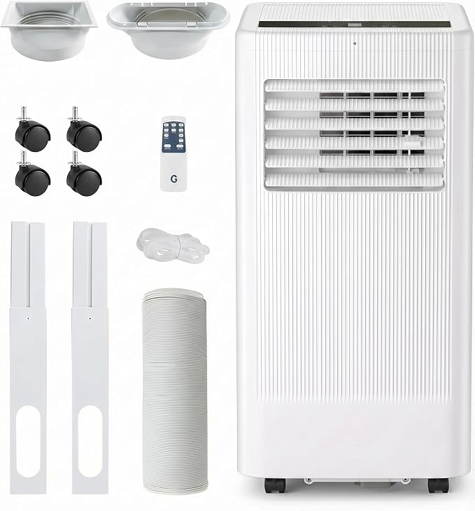 GarveeLife Portable Air Conditioner,10,000 BTU for Rooms up to 450 Sq.Ft., 4-IN-1 Smart Compact AC Unit with Cooling, 24 Hour Timer, Dehumidifier, Fan, Remote Control and Window Kit, White