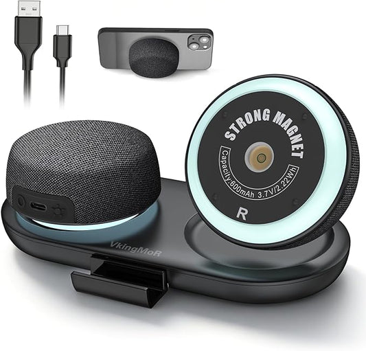 Dual Bluetooth Speaker Set with TWS Stereo & Magnetic Base – 10H Playtime, 3H with RGB Sync Lights On, Phone Stand, Wireless Speakers for TV Watching,Home Theater, Outdoor, Multi-Room