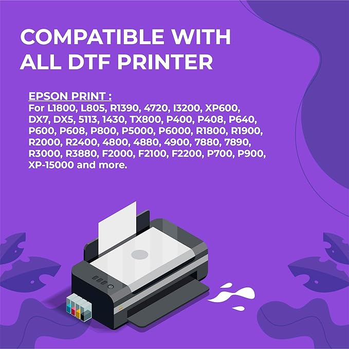 Enlite Premium DTF White Ink for DTF Heat Transfer Film Printing, Used for Printhead L1800 L805 R1390 4720 I3200 XP600 DX7 DX5 5113, Great Fluency, Whiteness and Covering Rate, 16.9oz