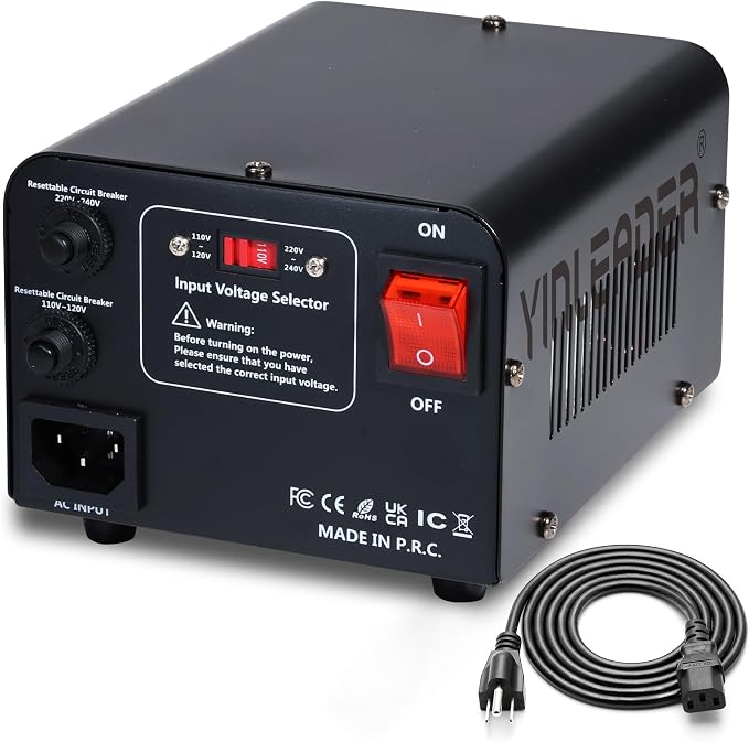Yinleader Voltage Converter 800W Step Up/Down Transformer 110/120V to 220/230/240V for use European, UK and More Overseas appliances in The US/CA/MX [110V US Power Cord Included Only, No 220V Cord]