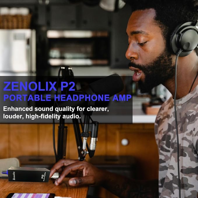 P2 Portable In Ear Monitor Amplifier, Headphone Amp with XLR/TRS Inputs 3.5mm Output, Enhanced Sound Quality, Durable Belt Clip, Guitar Headphone Amplifier with Stereo/Mono Switch for Performers,Black
