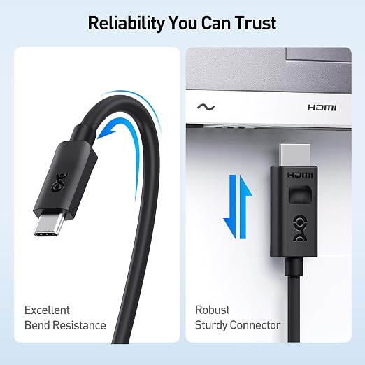 Cable Matters Unidirectional USB C to HDMI 2.1 Cable - 10ft, Support 4K@240Hz and 8K@60Hz, HDR - Thunderbolt 4, Thunderbolt 5, USB 4 Compatible with MacBook Pro, XPS, ThinkPad - Max 4K@60Hz on macOS