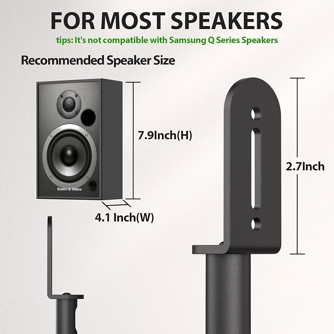 USX MOUNT Universal Speaker Stands, Height Adjustable Extend 30.0" to 39.1" for Satellite Speakers & Small Bookshelf Speakers up to 11 lbs Per Stand, 1 Pair Floor Stands for Sony Bose Polk JBL Yamaha