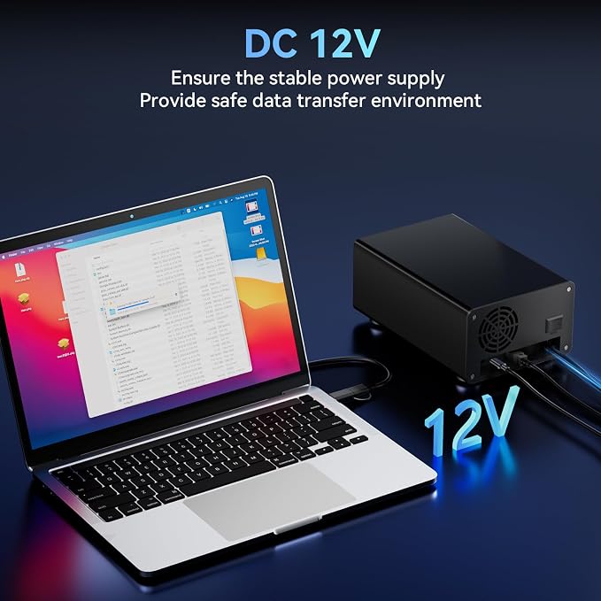 CENMATE Aluminum 2 Bay 10Gbps Hard Drive Enclosure with Cooling Fan for 2.5“/3.5" SATA HDD/SSD with USB A/C 3.2 Gen 2, Support Hot Swappable, Tool-Free HDD Enclosure, DAS(NO RAID/NAS)