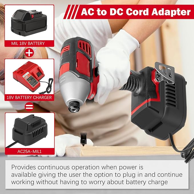 New Version 110V to 18V DC Converter,Power Source Option for Milwaukee 18V M18 Cordless Tools,AC to DC Converter 500W,120V to 18V Power Supply, AC Plug Transformer Adapter
