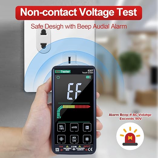 Xin Tester Digital Multimeter Smart Touch Screen Auto-Ranging 9999 Counts TRMS Rechargeable Multi Tester NCV Voltmeter Ohmmeter Tests Current Voltage Resistance Capacitance Frequency Diode Temperature