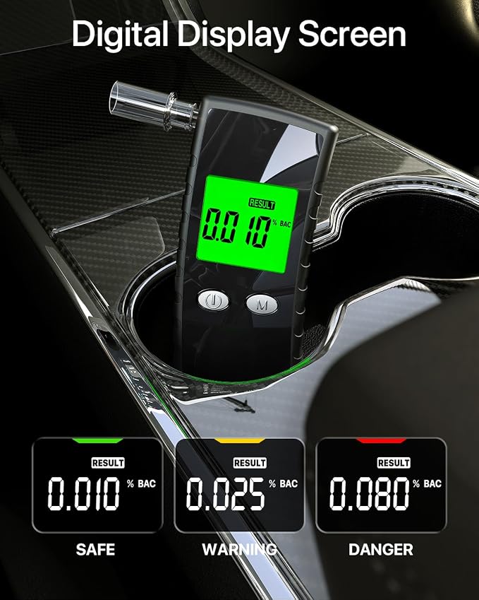 2026 Upgraded Breathalyzer,Breathalyzers for Alcohol with LCD Digital Display,Alcohol Breathalyzer Tester for Home Use,Portable Breathalyzer with 10 Mouthpieces and Carrying Case
