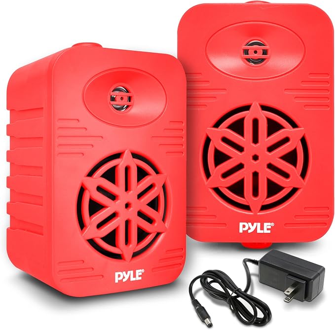 PyleUsa Bluetooth Indoor Outdoor Speakers Pair, 500 Watt Dual Waterproof 5.25” 2-Way Full Range Speaker System w/ 1/2” High Compliance Polymer Tweeter-Home,Boat,Marine, Deck,Patio, Poolside PDWRBT56RD