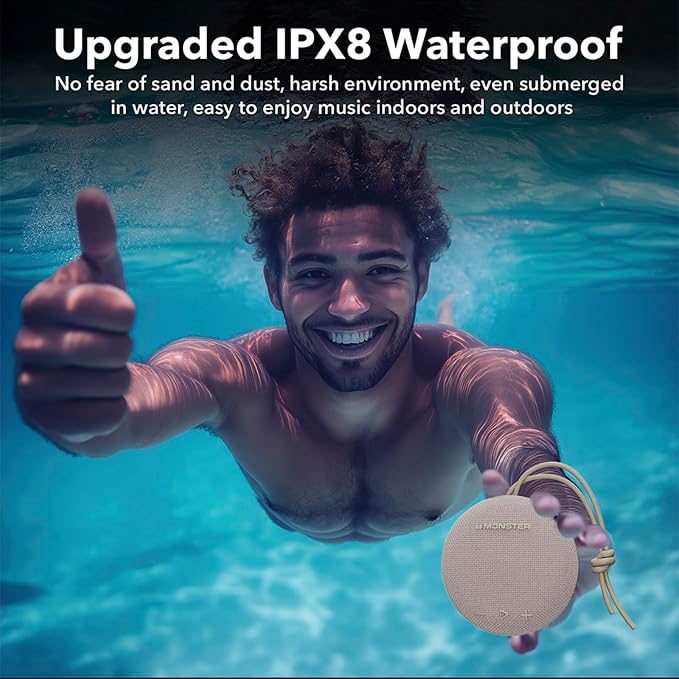 35W (peak) Monster Bluetooth Speaker, IPX8 Shower Speaker Waterproof, Bluetooth 5.4 with Loud HD Sound and Robust Bass, Extra Long Playtime Punchy, for Home, Beaches Portable Wireless Outdoor Speakers