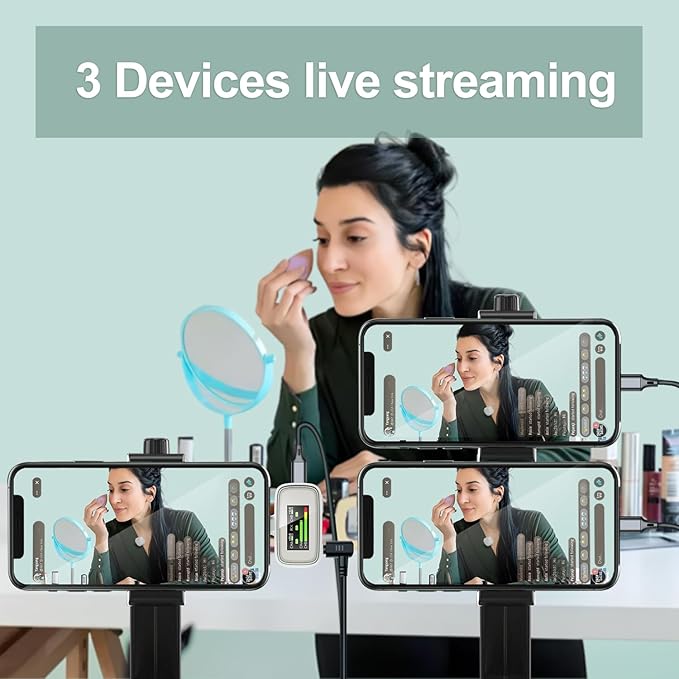 Wireless Microphone for Vlogging Podcast: Lavalier Portable Noise-Cancelling Mic - 24H Battery Life for Tiktok Video Recording Streaming - Gift for Content Creator Youtuber