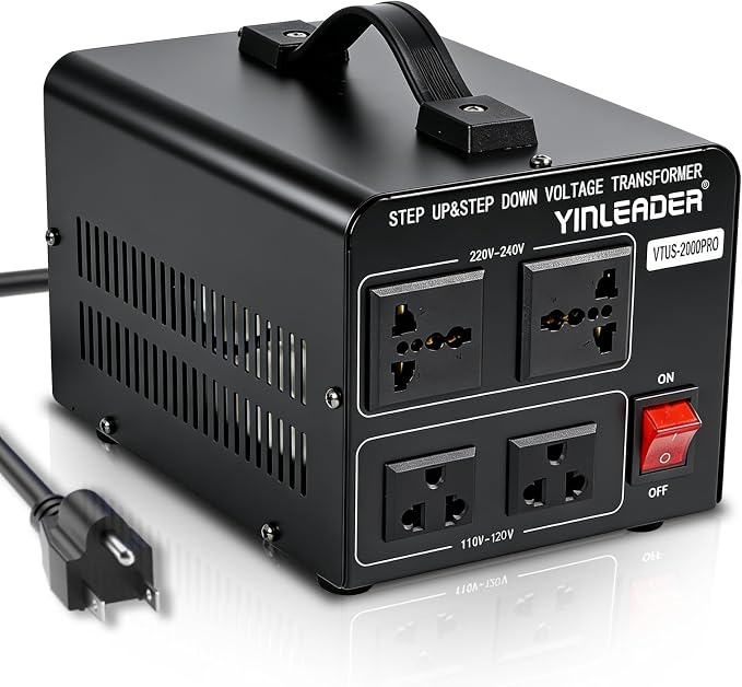 Yinleader Heavy Duty 2000W PRO 110V to 220V Voltage Converter Step Up/Down Power Transformer 110-120V/220-240V for 220/230/240V Global Appliances use in US