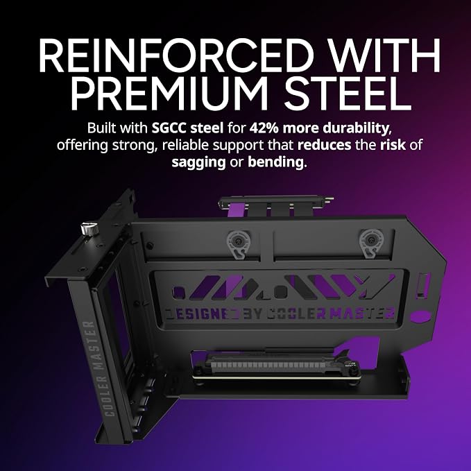 Cooler Master Vertical GPU Card Holder Kit V3, PCIe 4.0 5.0 Motherboards GPUs RTX 5090 RX 9070 XT, ABS Casing, 165mm Length, Modula Adjustable for E-ATX ATX Micro ATX Case