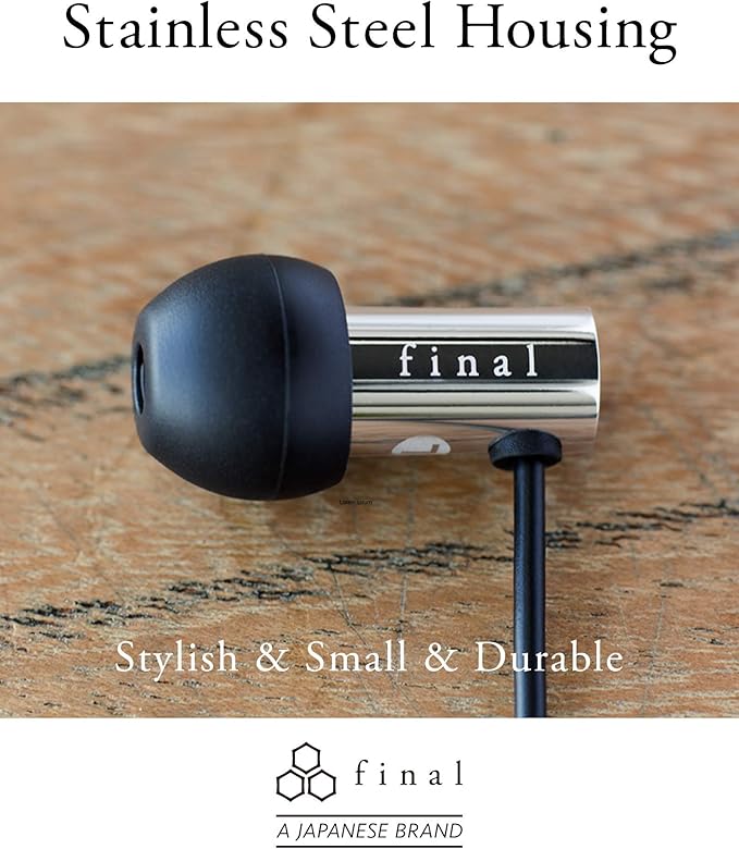 Final Audio Design High Resolution Headphone - Stainless Steel (E3000) Black