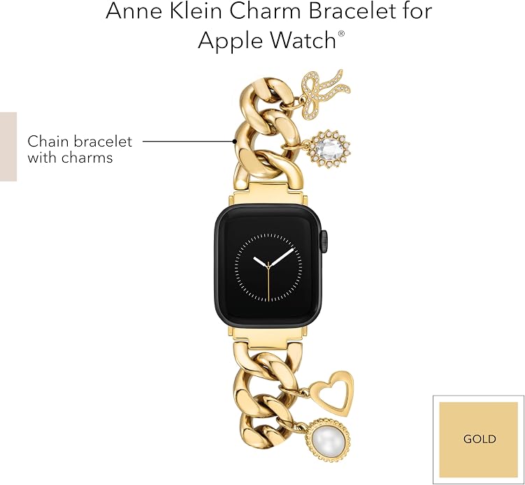 Anne Klein Fashion Chain Bracelet for Apple Watch, Secure, Adjustable, Apple Watch Replacement Band, Fits Most Wrists