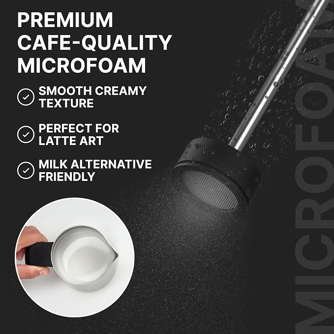 Subminimal Performance Milk Foamer - NanoFoamer Lithium Handheld Frother - Rechargeable, Dual-Speed - Microfoamed Milk in 30sec, Barista-Style Coffee Drinks at Home - White Special Edition