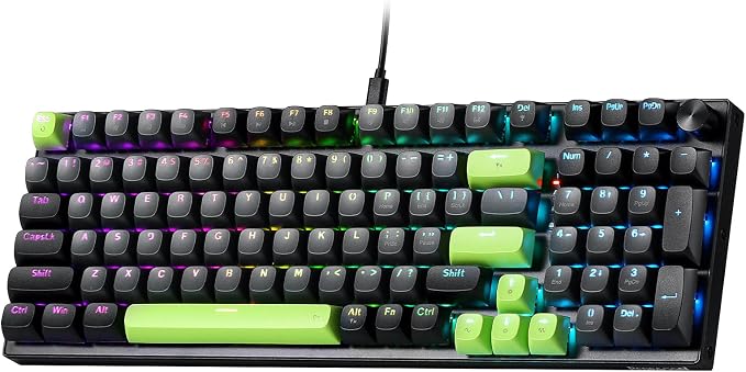 Redragon K740 98 Keys Wired RGB Gaming Keyboard, 95% PBT Mechanical Keyboard w/Solid Aluminum Base, Dedicated Knob Control & Hot-Swap Socket, Custom Linear Switch