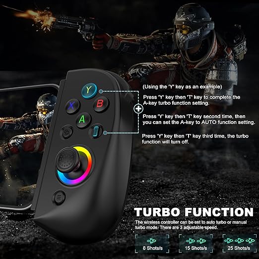 arVin Mobile Gaming Controller for iPad/Tablet[Within 5-10"] Wireless Gamepad for iPhone/Android/PC/Switch/PS4, with RGB Hall Effect Joystick/Turbo/6-Axis Gyro/Vibration/Support Streaming/Cloud Gaming