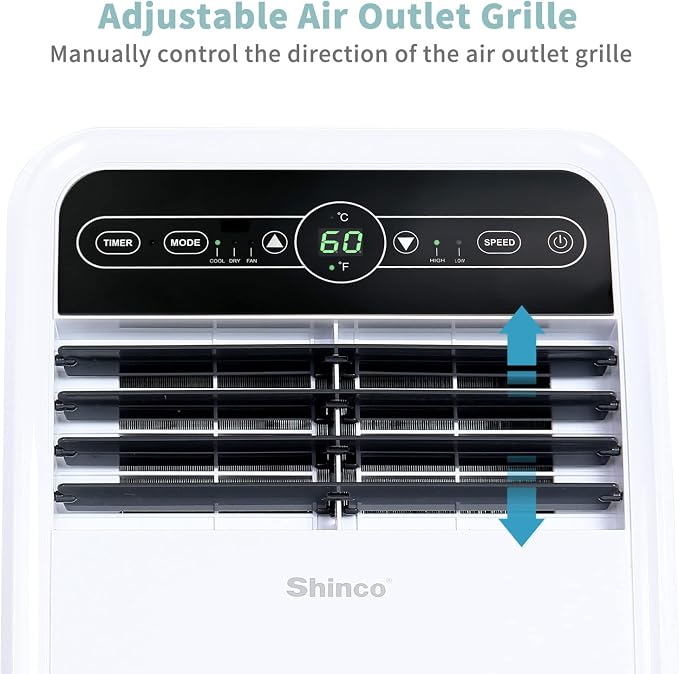 Shinco 8,000 BTU Portable Air Conditioner, AC Unit with Built-in Cool, Dehumidifier & Fan Modes for Room up to 350 sq.ft, Conditioner Remote Control, 24 Hour Timer, Installation Kit
