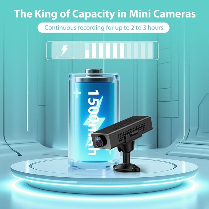 Mini Camera, PIR Nanny Cam for Home | Motion Detection Without WiFi, Free 1-Year Cloud Storage, 4K HD Day & Night Recording Smart Mini Camera for Home/Baby/Pet (1, USB) (Black)