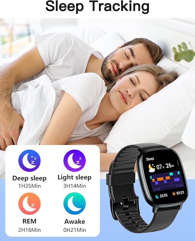 Smart Watches for Men Women with GPS Built-in, Answer/Make Calls, 1.95" Smartwatch for iPhone/Android Phones, Fitness Watch with Heart Rate/Sleep Monitor 100+ Sports Modes IP68 Waterproof (Black)