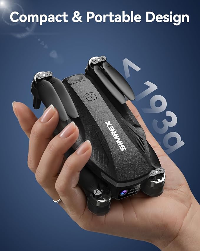 SIMREX GPS Drone with 4K Camera for Adults , Brushless Motor Drones for Beginners ,5G WiFi FPV Foldable, Auto Return , Optical Flow & Altitude Hold,Gesture Control,Follow Me, Waypoint Flight, Toys Gifts for Kid Teen Boys(Black）