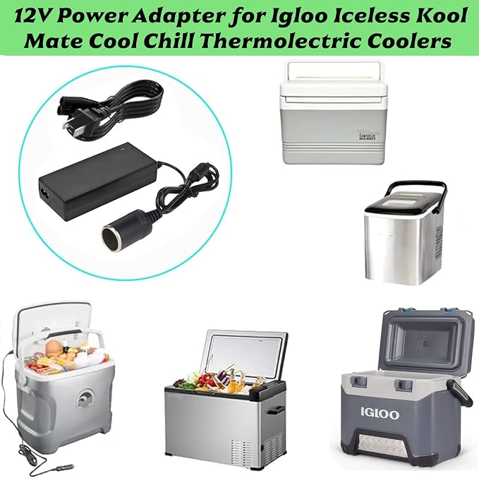MSZLZTD 12V Power Adapter for Plug in Coolers Vehicles Igloo Iceless Thermoelectric Coolers Compatible with Igloo Iceless Kool Mate Cool Chill Thermolectric Coolers DC12V car Cooler Replacement Cord