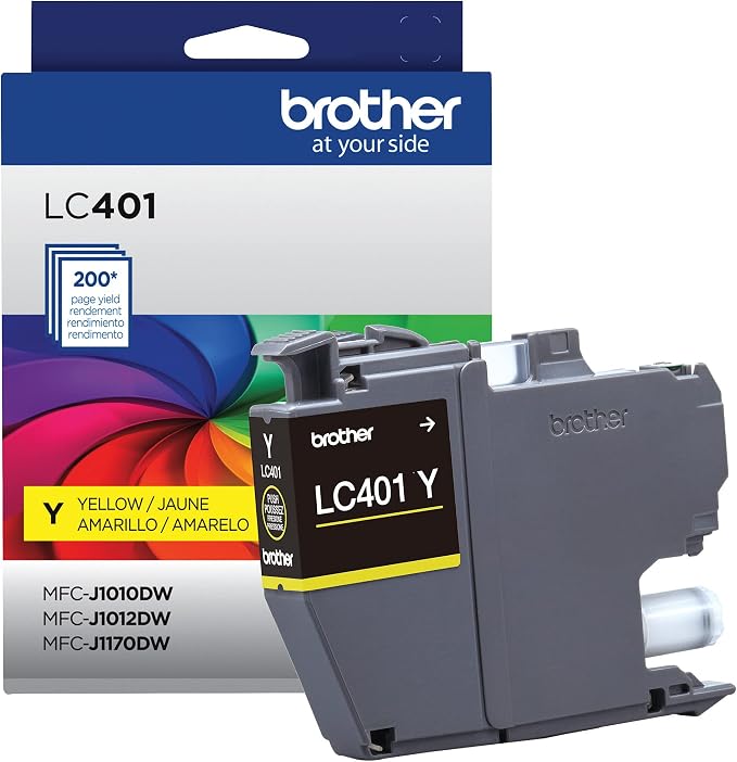Brother Genuine LC401Y Standard-Yield Yellow Ink Cartridge (Pack of 2)