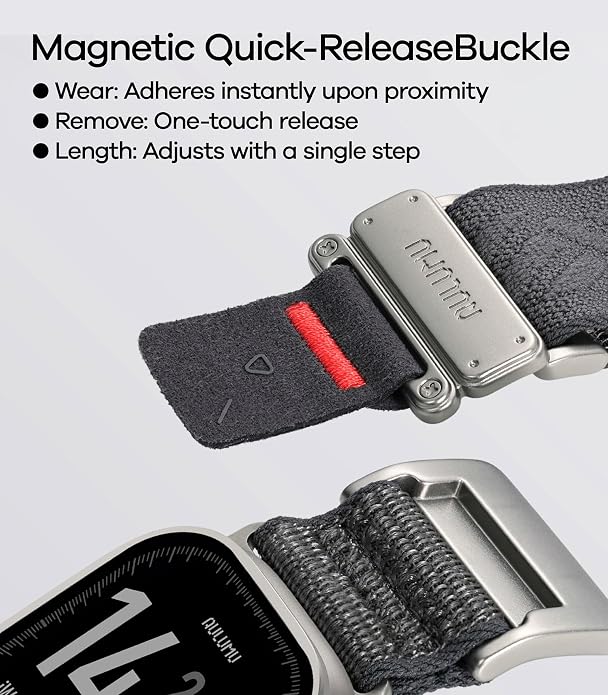 Aulumu C03 Snap Functional Titanium Buckle for Apple Watch Ultra (3/2/1) Nylon Band | Luxury Embossed Texture Knit | Quick-release Design | iWatch Bands for 49/46/45/44MM