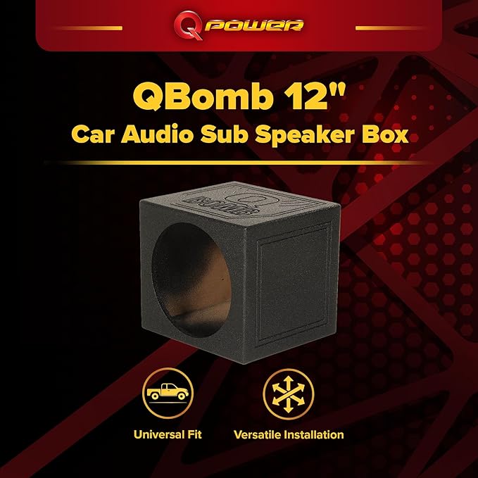 Q Power QBomb 12 Inch Sealed Car Audio Subwoofer Sub Box Enclosure (2 Pack)