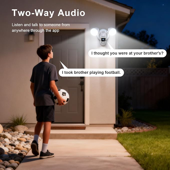 Swann 4K Floodlight Security Camera,Security Camera Outdoor with a 32GB Micro SD Card, 2-Way Talk, 2600 Lumens, Motion Detection, Color Night Vision, Wired, Waterproof